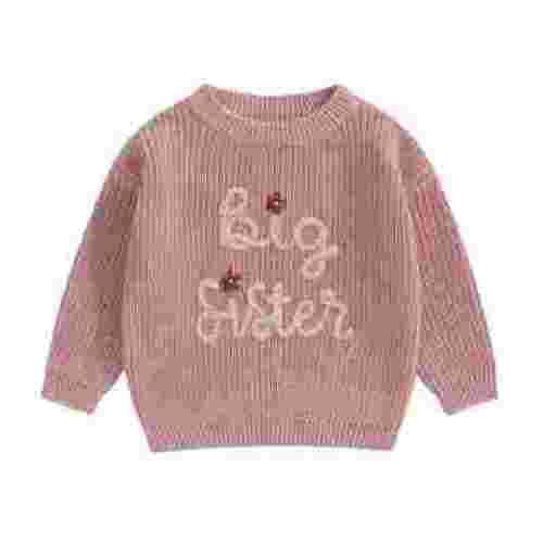 BemeyourBBs Big Sister Little Sister Matching Outfits Toddler Baby Girl Chunky Sweater Warm Sweatshirt Knit Fall Winter Clothes
