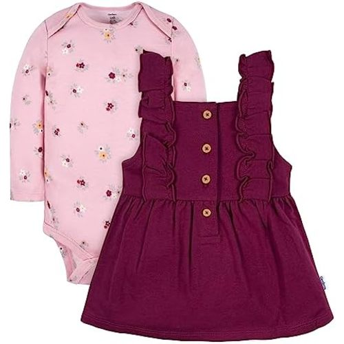 Gerber Baby & Toddler Girls' 2-Piece Overall Dress Set