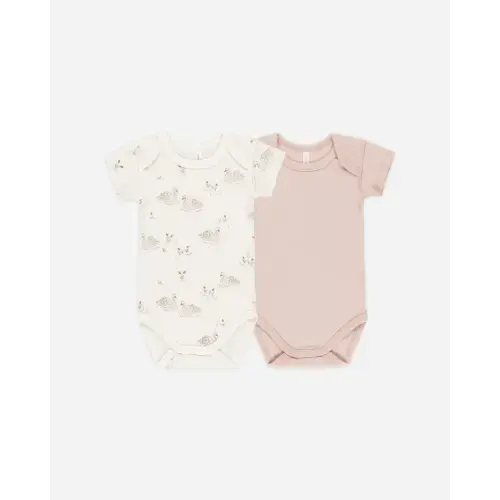 Short Sleeve Bodysuit, 2 Pack || Swans, Bubblegum – Quincy Mae
