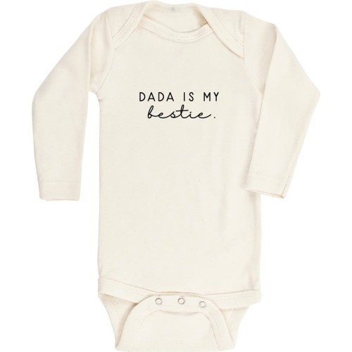 Baby Dada Is My Bestie Long Sleeve Organic Cotton Bodysuit, 3-6M, Natural