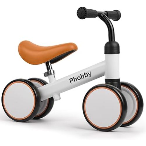 Baby Balance Bike for 1 2 Years Old Boys Girls, 4 Wheels Toddler Bike with Adjustable Seat, 12-24 Months Kids First Birthday Toy Gift