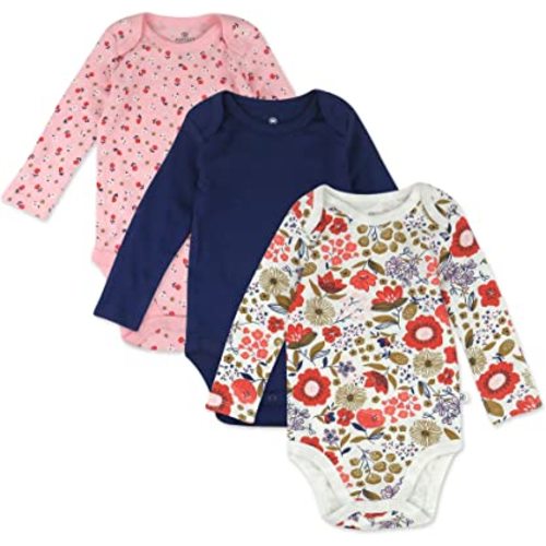 0-3m HonestBaby baby-girls Multi-pack Long Sleeve Bodysuits One-piece Organic Cotton for Infant Baby Girls (Legacy)