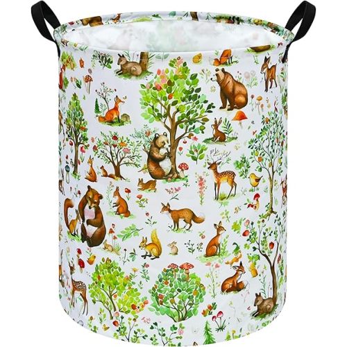Tree Print Round Laundry Hamper Storage Basket Bins Clothes Nursery Hamper for Home, Gift Storage Bins with Handles