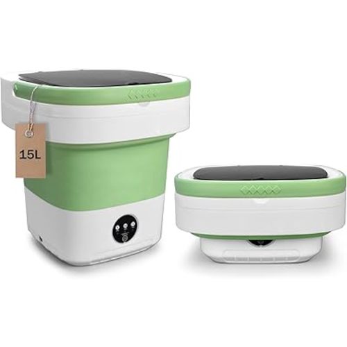 Portable Washing Machine, 15L Upgraded Mini Washer and Spin Dryer with Deep Cleaning of Underwear, Baby Clothes and Small Clothes, Foldable Small Washer for Apartments, Dorm,RV, Travel, Hotel, Laundry