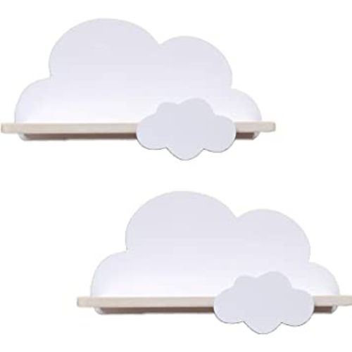 2Pcs Cloud Shelves for Children’s Nursery Or Bedroom,Kids Nursery Room Shelves,Floating Bedroom Baby Book Shelf Storage Shelf, Cloud Floating Wooden Shelf Wall Decoration,White