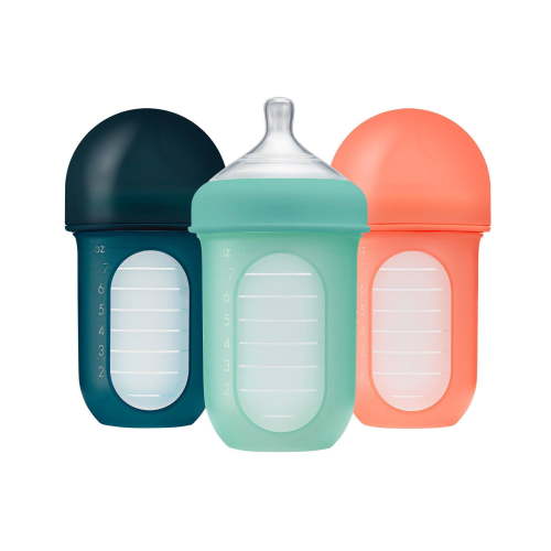Nursh Silicone Baby Bottles with Collapsible Silicone Pouch - 8 fl oz/3pk - Mint