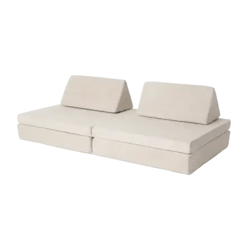 Sand Beige Kiddie Couch Kids Modular Play Sofa + Waterproof Liners Bundle