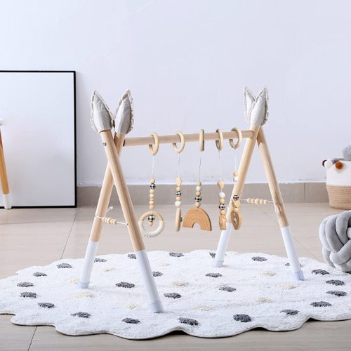 R HORSE 5Pcs Baby Play Gym Toy Set Wooden Hanging Toy for Infant