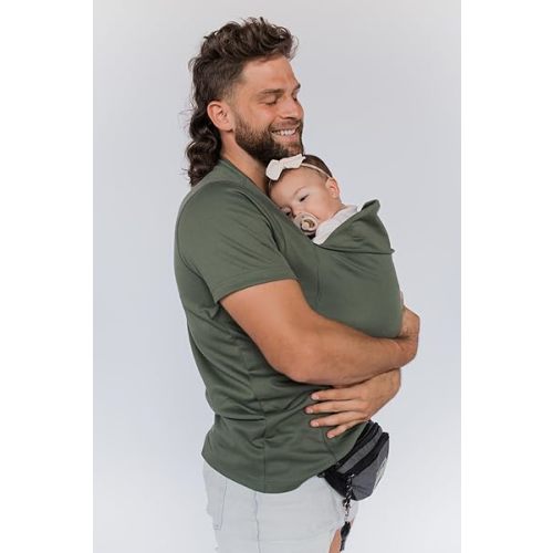 Lalabu Dad Shirt Baby Carrier | The Iconic Dad Baby Carrier Shirt That Looks Like a Tee | Designed to Help New Dads Bond | Comfortable & Easy to Use Mens Baby Carrier | Fern, 2XL, Short Sleeve