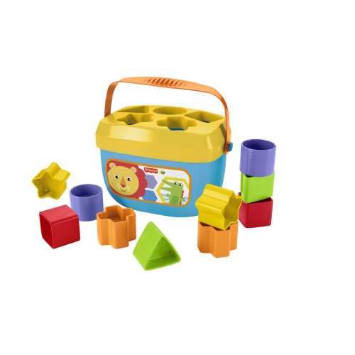 Fisher-Price Baby's First Blocks: 12-Piece Shape Sorter and Stacker Toy with Storage Bucket