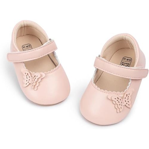 CENCIRILY Infant Baby Girls Mary Jane Flats Non Slip Soft Sole Prewalker Princess Wedding Dress Shoes