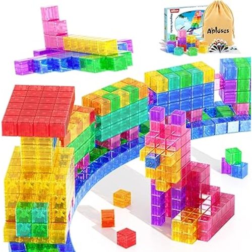45PCS Magnetic Blocks - Transparent Magnetic Cubes, Toddler Boy Toys, Magnetic Building Blocks, Sensory Autism Toys for Kids Ages 3+, Preschool Magnet Toy for 3-5 Year Old Boys and Girls
