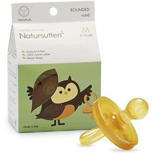 Natursutten Pacifiers 6-12 Months - 1-Pack Original Shield Round Nipple Natural Rubber Safe & Soft BPA-Free Pacifiers for Breastfeeding Babies - Newborn Pacifiers Made in Italy