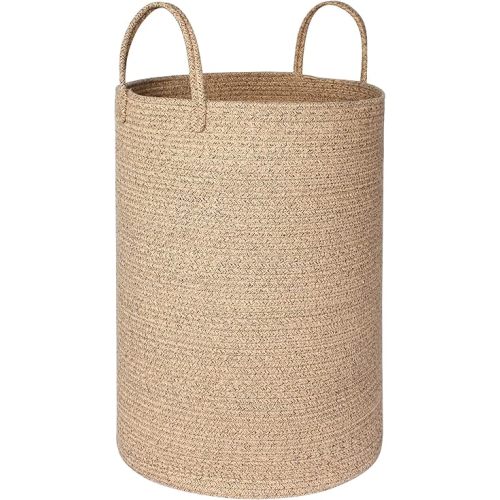 MEGASKET Large Woven Laundry Basket, 80L Tall Blanket Storage for Living Room, Cute Nursery Kids Baby Laundry Hamper, Cloth Hamper for Bedroom Aesthetic, Cotton Rope Toy Stuffed Animal Storage Bin