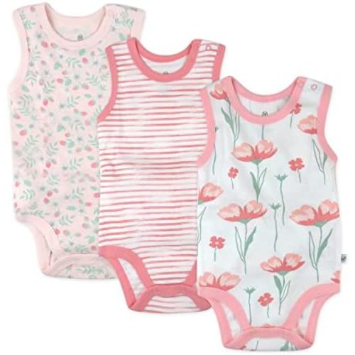 Sleeveless Bodysuits One-piece 100% Organic Cotton for Baby Boys, Girls, Unisex