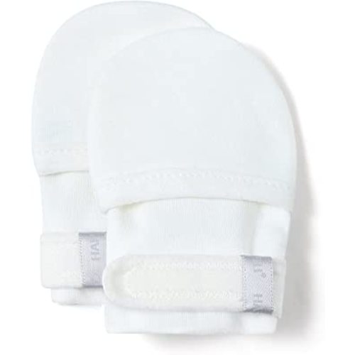 HAPIU Baby No Scratch Mittens Stay On, 100% Cotton Breathable, Adjustable Infant Gloves for Boys Girls, Newborn - 12 M