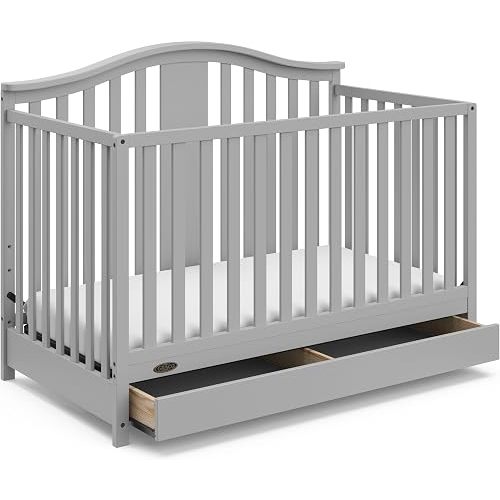 Graco Solano 4-in-1 Convertible Crib with Drawer, Pebble Gray