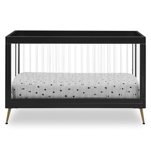 Delta Children Sloane 4-in-1 Acrylic Convertible Crib - Greenguard Gold Certified, Black/Bronze