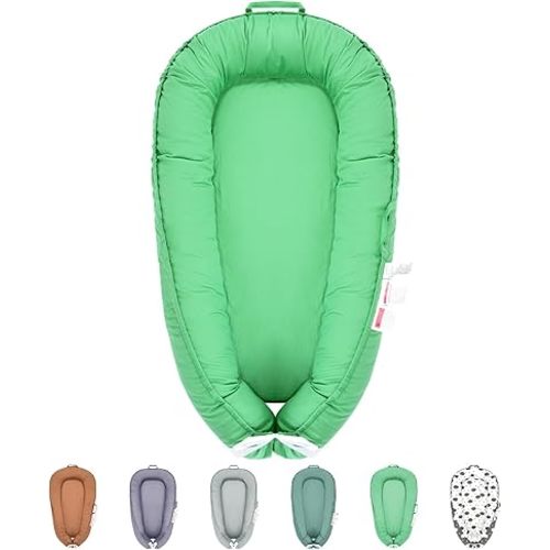 Baby Lounger - Baby Lounger for Newborn 0-24 Months, Baby Nest Breathable & 100% Cotton Cover Adjustable Portable Infant Lounger, Co Sleeper for Baby in Bed, Baby Essentials and Gifts
