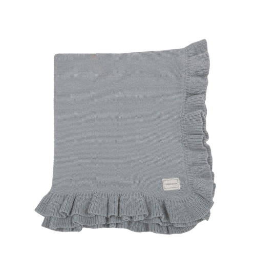 Ruffle Blanket Blue Grey - Minicoton