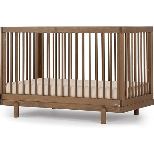 dadada Baby Bliss 4-in-1 Convertible Crib to Toddler Bed & Floor Bed – Made in Italy, GREENGUARD Gold Certified, Baby-Safe Finish, Sustainable Beech Wood, Modern Design, 4 Adjustable Heights (Walnut)