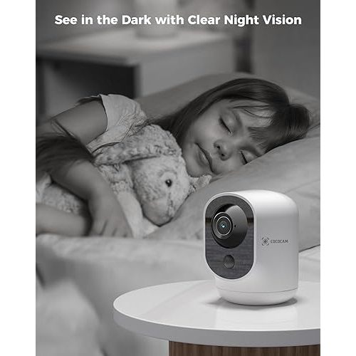 COCOCAM 2K Indoor Pan/Tilt Security Camera WiFi with 5200mAh Battery, Wireless for Baby Monitor/Pet/Home Security, AI Recognition, PIR Human Detection, Works with Alexa, 2.4G WiFi (1)