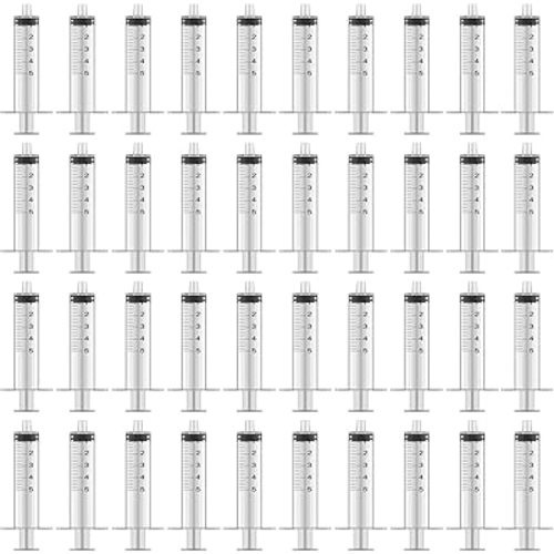 40PCS 5ML Syringe No Needle Plastic Syringe for Scientific Labs, Measuring, Watering,refilling, Pets, Oil or Glue Applicator