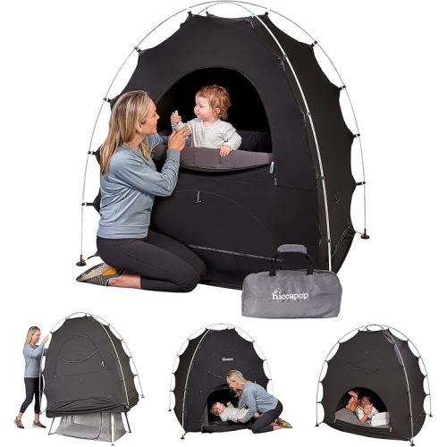 Hiccapop Daydreamer Blackout Tent for Pack and Play, Patented Portable Crib Tent, Blackout Canopy Crib Cover, Sleep Pod for Kids