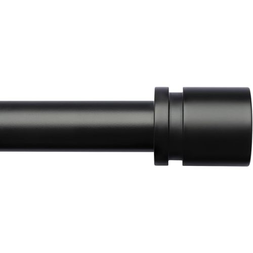 Byondeth Curtain Rods for Windows 16 to 144 Inches Adjustable Length 1 Inch Diameter Window Curtain Rod with Aluminium Finials, Black