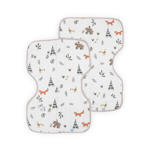 Cotton Muslin Burp Cloth 2 Pack - Forest Friends