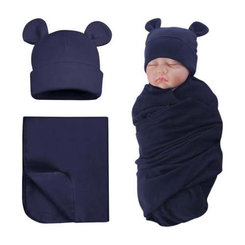 Entyinea Swaddle Blankets for Unisex Receiving Blanket Soft Breathable Baby Swaddles for Boys & Girls,Navy