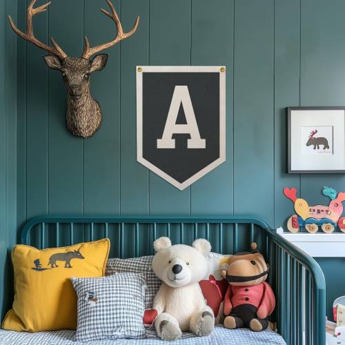 Custom Letter Felt Banner | Personalized initials camp flag, kids & Nursery Wall Art, Family home decor gift