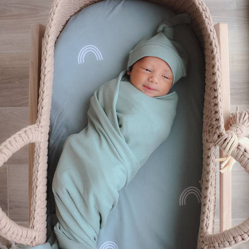 Sea Salt Ribbed Bamboo Knit Swaddle