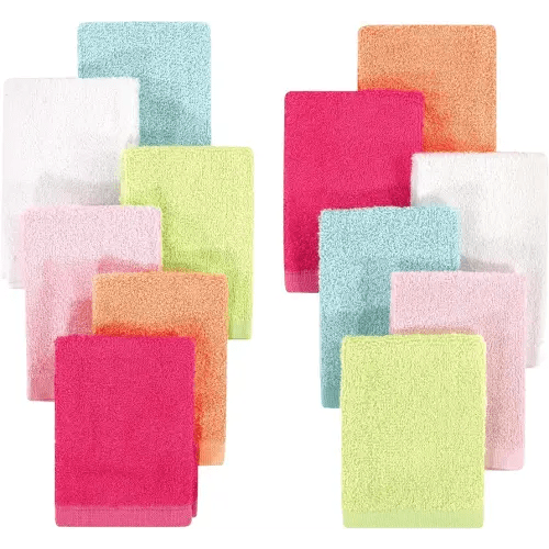 Hudson Baby Unisex Baby Rayon from Bamboo Woven Washcloths 12pk, Tropical, One Size