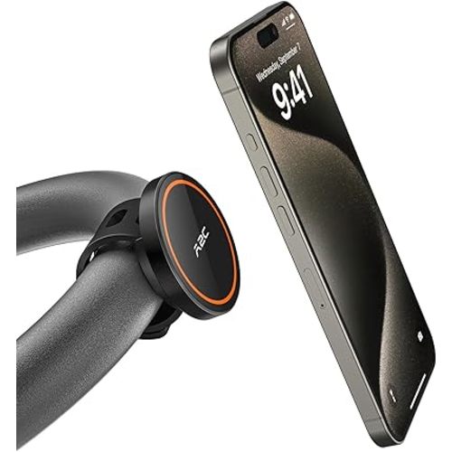 A2C Gym Fitness Phone Mount for MagSafe - 17 N52 Strong Magnets Stable and Secure Phone Mount with Adjustable Strap, Compatible with Gym Equipment, Stroller, Shopping Cart, Exercise Bikes