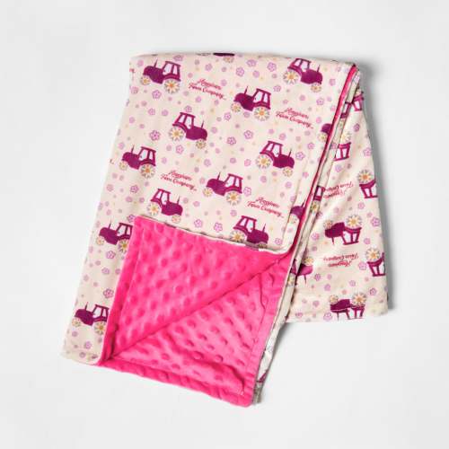 Floral Tractor Minky Baby Blanket