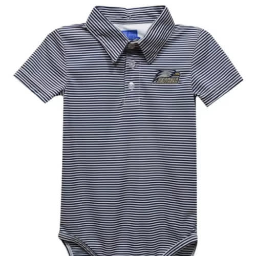Vive La Fete Georgia Southern Eagles Baby Blue Pencil Stripe Polo Romper