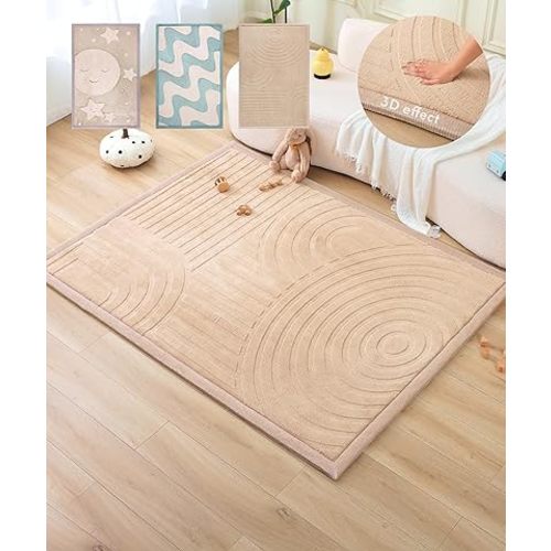 Hakuna Matte CloudRise Baby Play Mat for Floor 60" x 80" Arches – Coral Velvet Memory Foam Rug for Crawling & Cozy Play – Non-Slip, Water-Resistant, Easy-CareTummy Time Mat, Playmat for Playpen