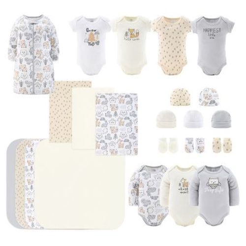 The Peanutshell Sleepy Forest 23-piece Layette Gift Set In Neutral/grey, 0-3 Months
