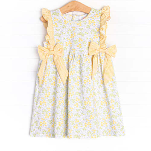 Bows And Buds Dress, Yellow – Stitchy Fish