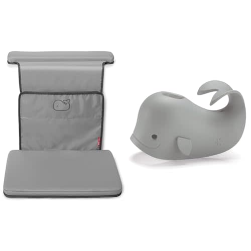 Skip Hop Baby Bath All-in-One Elbow Saver and Kneeler with Spout Cover, Moby Grey