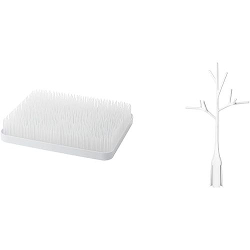 Boon Lawn Countertop Drying Rack,White, 13.5x11x2.5 Inch (Pack of 1) & Twig Grass and Lawn Drying Rack Accessory, White