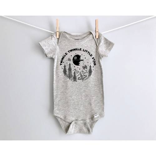 Twinkle Twinkle Little Star Onesie® | 100% Cotton or Cotton Blend | Available as SS Onesie® in White, Pink or Gray and LS Onesie® in Cream