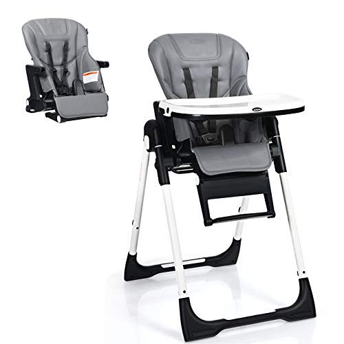 INFANS 4 in 1 High Chair–Booster Seat, Convertible Highchair w/Adjustable Height and Recline,Removable Tray,DetachableCushion, Installation-Free,Simple Fold for Baby, Infant& Toddler