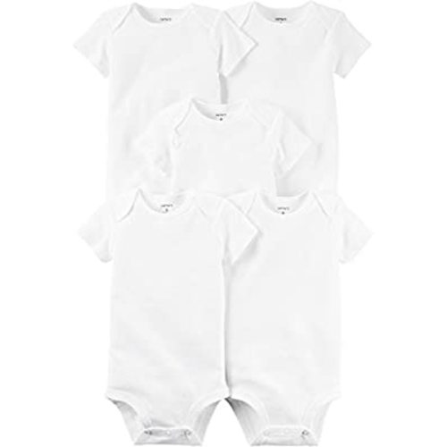 Carter's Short Sleeve Bodysuit (5 Pack) - White, 0-3 M
