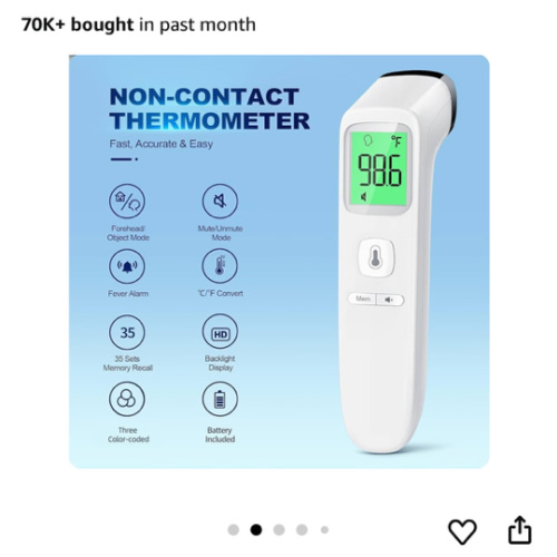 No-Touch Thermometer for Adults and Kids, Accurate Digital Baby Thermometer, Fever Alarm & Silent Mode, 2 in 1 Forehead & Object Mode