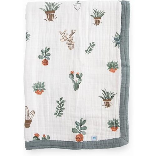 Little Unicorn Newborn Receiving Quilt | Ultra- Soft, Multi-Layered Muslin Fabric | Gift for Newborns & on-The-go (Prickle Pots)