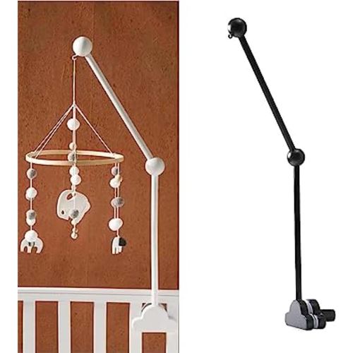 Hanging Wooden Baby Crib Mobile Arm, Baby Mobile Holder Arm, Mobile Arm for Crib, Strong Slip Attachment Wooden Nursery Accessories Bed Decor Bell (Black)
