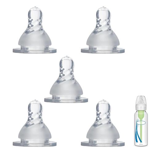 5 Pack Silicone Nipple Compatible with Dr. Brown’s Natural Bottle,Replacement Silicone Bottle Nipple, Durable and Soft Nipple, Ideal for Breast to Bottle Transition (Level 2, Medium Flow)