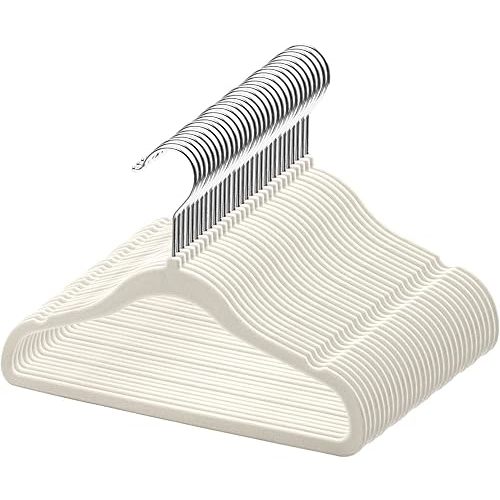 Velvet Hangers, 30 Pack Non Slip Velvet Clothes Hangers for Toddler & Children (Ivory 30Pack)